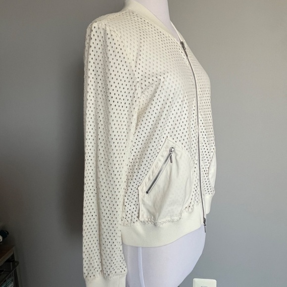Rebecca Taylor Laser cut poplin bomber ivory white  jacket 6 M - Picture 7 of 12